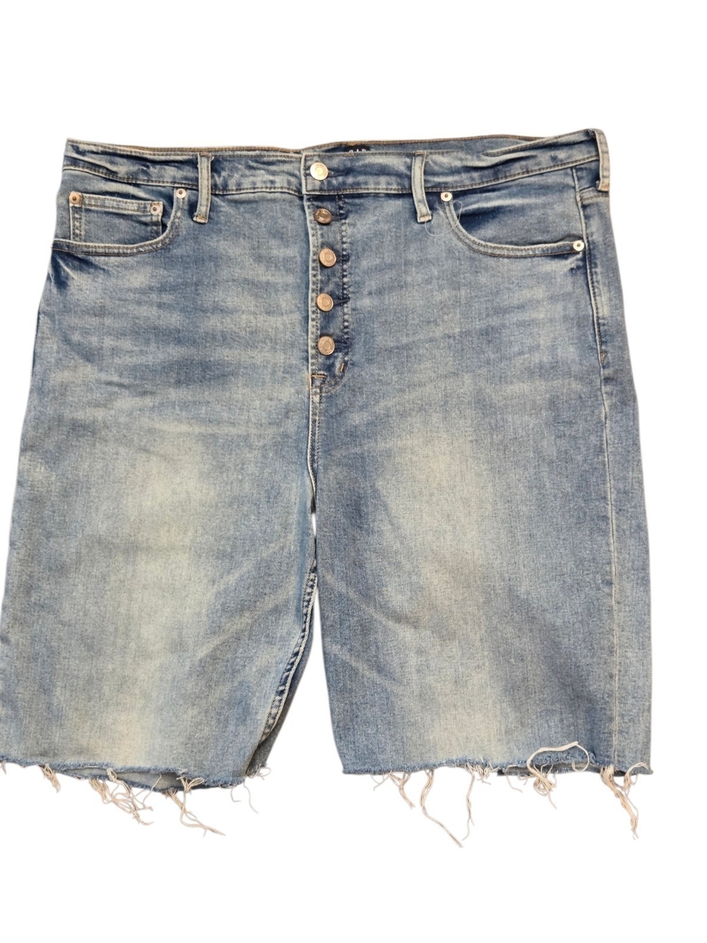GAP High-Rise Button-Fly Denim Bermuda Shorts Cutoff Raw Hem - Plus Size 20